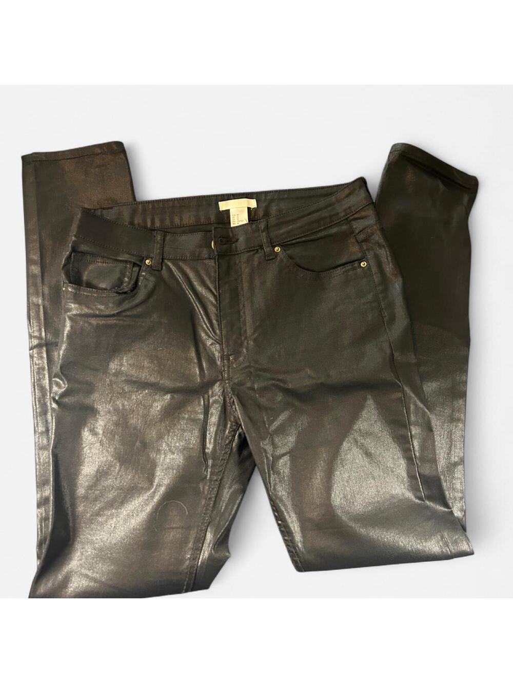 H&M Black Coated Skinny Pants Size 10